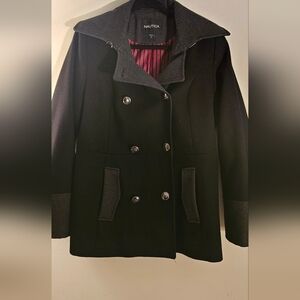 Nautica Charcoal and Black Pea Coat